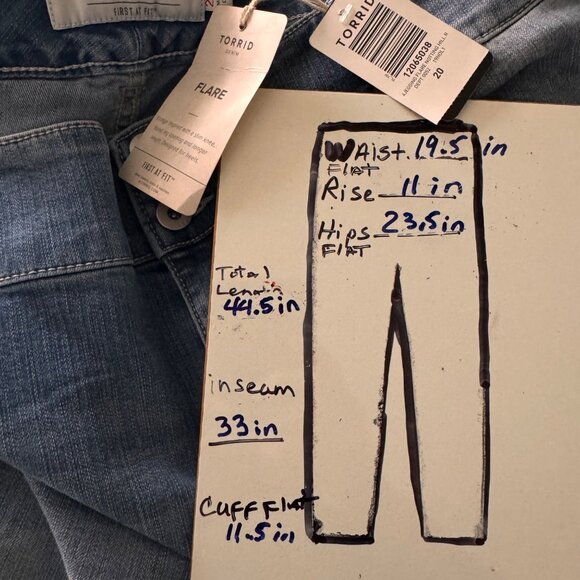 Torrid Denim Flare Jeans Vintage-Inspired Slim Knee & Flared Leg 20R Medium Wash - Picture 15 of 15